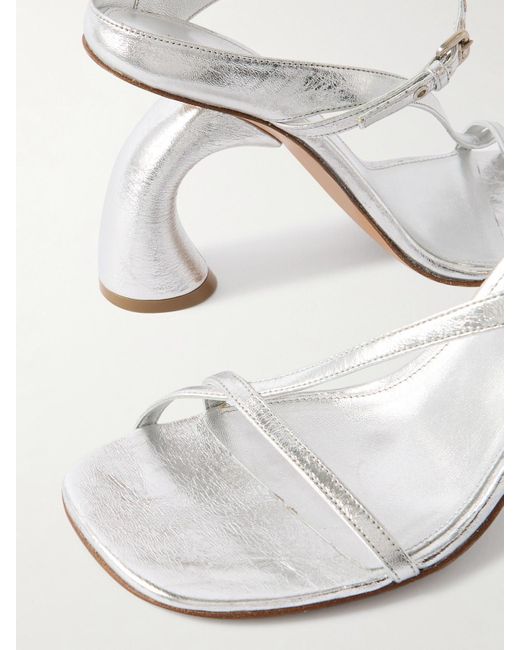 Dries Van Noten White Metallic Leather Mules