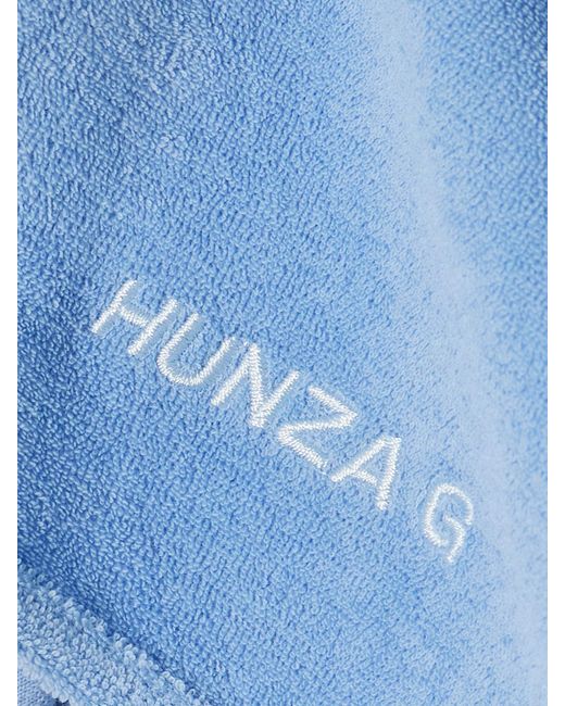 Hunza G Blue Embroidered Cotton-Terry Shorts