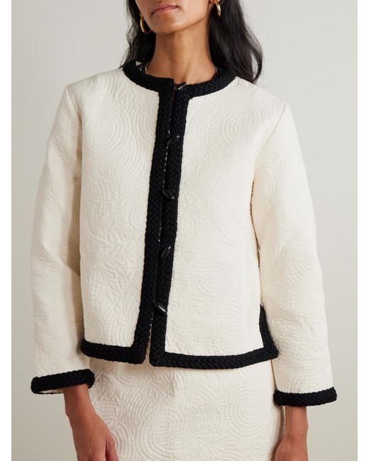 Emporio Sirenuse White Iole Braid-Trimmed Quilted Cotton Jacket