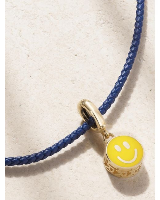 Collier En Or 14 Carats (585/1000) Émail Et Cuir Lauren Rubinski en coloris White