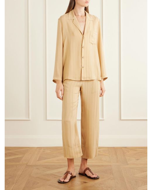 Saint Laurent Natural Striped Silk-Jacquard Shirt