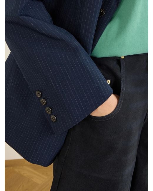 Willy Chavarria Blue Chuco Pinstriped Woven Blazer