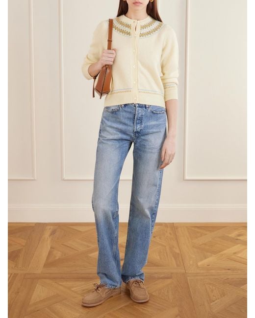 Doen Natural Olympe Jacquard-Knit Wool-Blend Cardigan