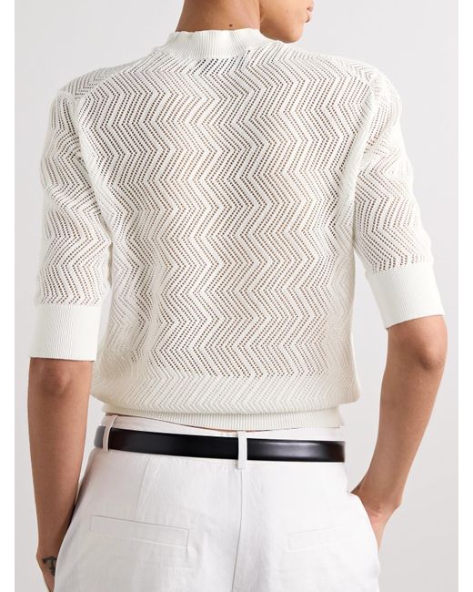Proenza Schouler White Nicola Pointelle-Knit Cotton-Blend Sweater
