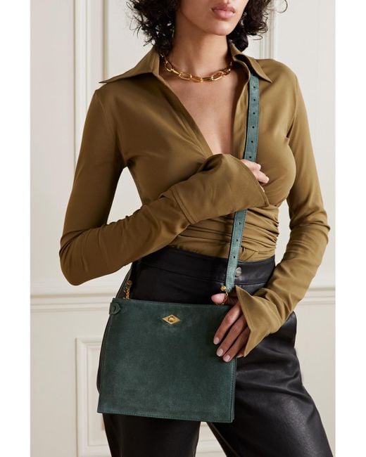 Metier Green Stowaway Suede Shoulder Bag