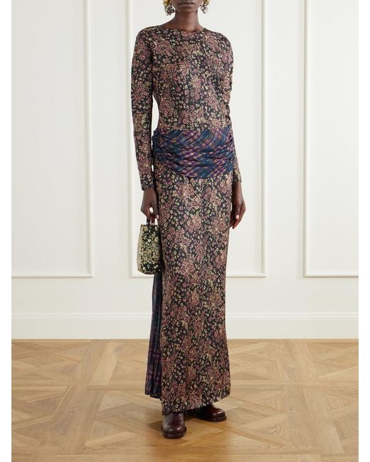 Dries Van Noten Multicolor Floral-Print Crepe Midi Dress