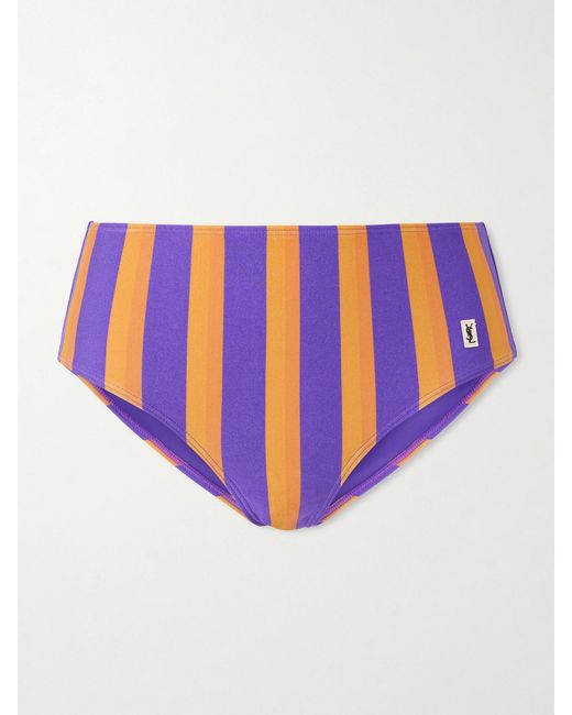 Saint Laurent Blue Striped Bikini Briefs