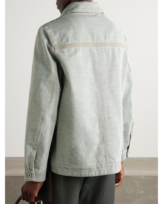 Veste En Jean À Finitions En Cuir Loewe en coloris Gray