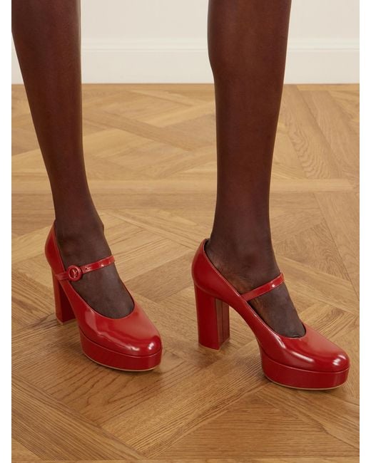 Gianvito Rossi Red 70 Glossy Leather Mary Jane Pumps