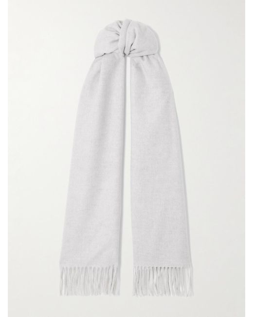 Brunello Cucinelli White Schal Aus Kaschmir Mit Fransen