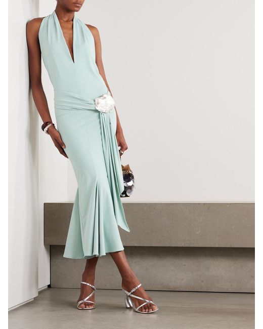 conner ives blue dress Embellished Stretch Recycled-Satin Halterneck Midi in woven with romantic blooms priority-04-romilly-cotton-broderie-ankle-skirt-jet-black Plus Size Sequin Mermaid Size:40L Coat