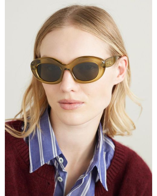 Loewe Green Curvy Oversized-Sonnenbrille Mit Rundem Rahmen Aus Azetat
