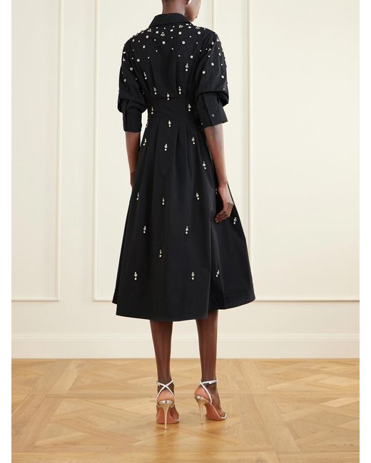 Jonathan Simkhai Black Jazz Embellished Cotton-Blend Poplin Shirt Dress