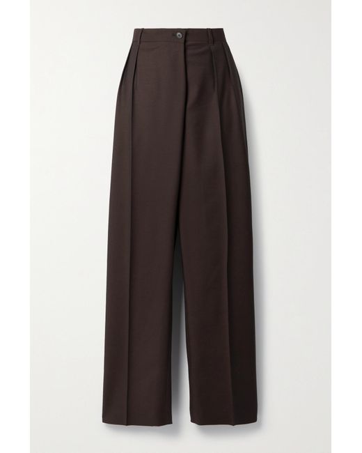 The Row Willow Pleated Wool And Mohair-blend Wide-leg Pants in Brown ...