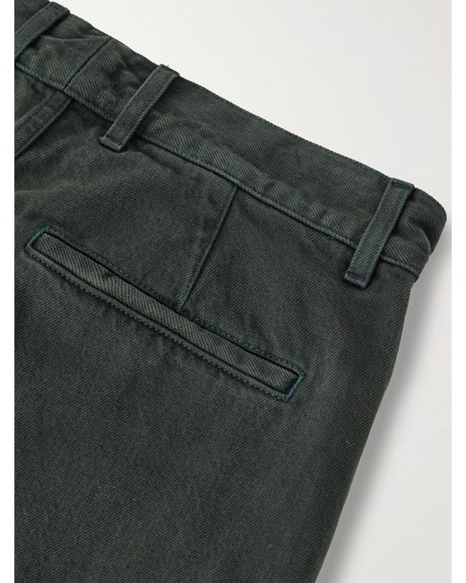 Dries Van Noten Green Velvet-Trimmed Mid-Rise Wide-Leg Jeans