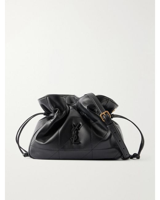 Saint Laurent Black Jamie Cassandre-Appliquéd Quilted Leather Shoulder Bag