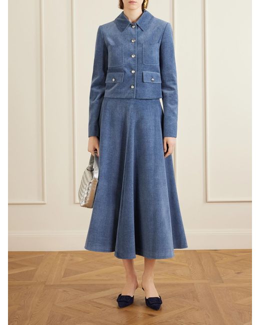 Altuzarra Blue Varda Paneled Denim Midi Skirt