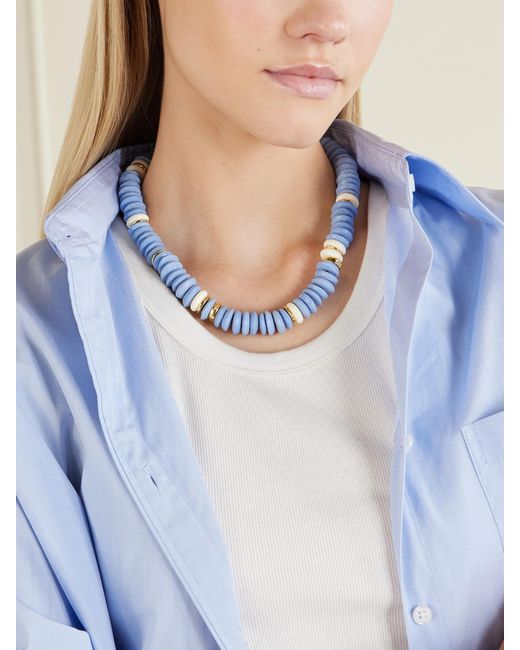 Lizzie Fortunato Blue Laguna-Plated Beaded Necklace