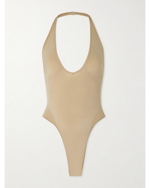 Skims Natural Seamless Sculpt Deep Plunge Thong Bodysuit