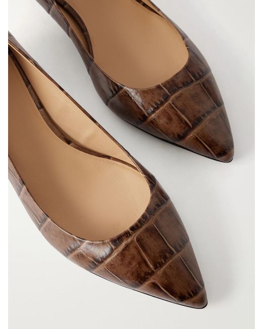 Jamie Haller Brown The Kitty Croc-Effect Leather Pumps