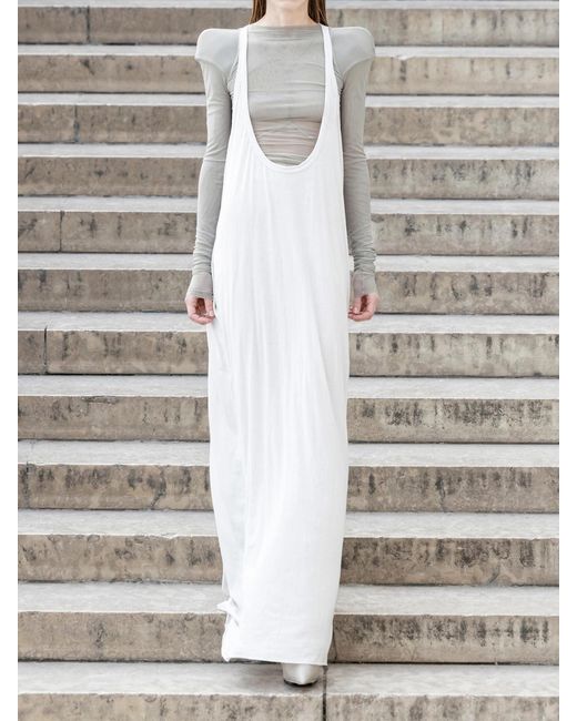 Rick Owens White Helm Stretch-Mesh Blouse