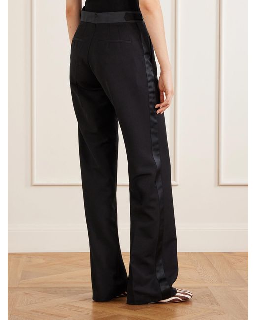 Wales Bonner Blue Gallery Satin-Trimmed Wool-Twill Flared Pants