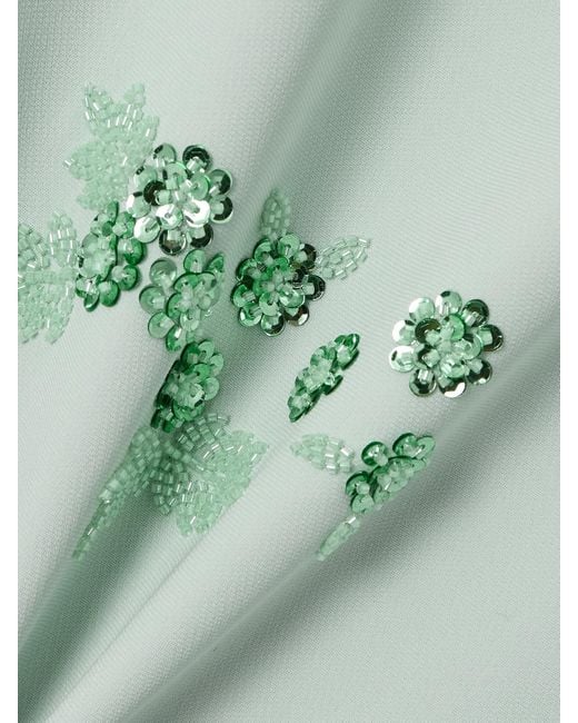 Huishan Zhang Green Elias Feather-Trimmed Embellished Recycled Crepe-Jersey Gown