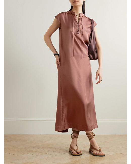 Loulou de Saison Pink Demeter Silk-Twill Midi Dress