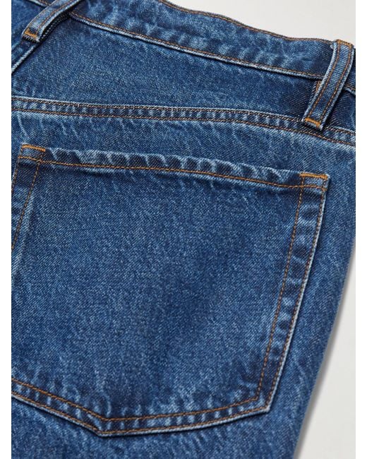 FRAME Blue Le Low Baggy Distressed High-Rise Wide-Leg Organic Jeans