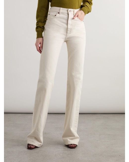 Saint Laurent White High-Rise Bootcut Jeans