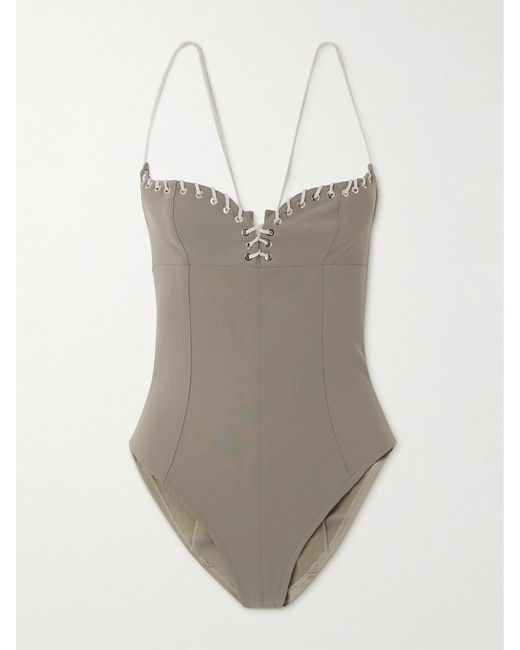 Ludovic de Saint Sernin White Whipstitched Swimsuit
