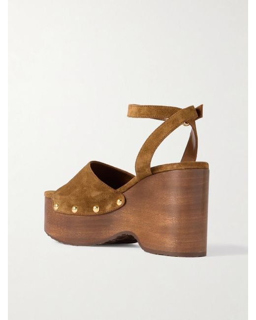 Gianvito Rossi Brown 110 Studded Suede Platform Sandals