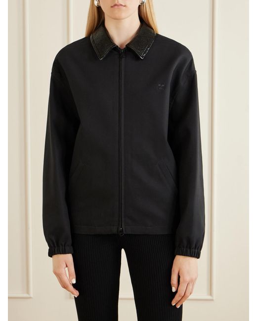 Courreges Black Logo-Embroidered Cotton Canvas Bomber Jacket