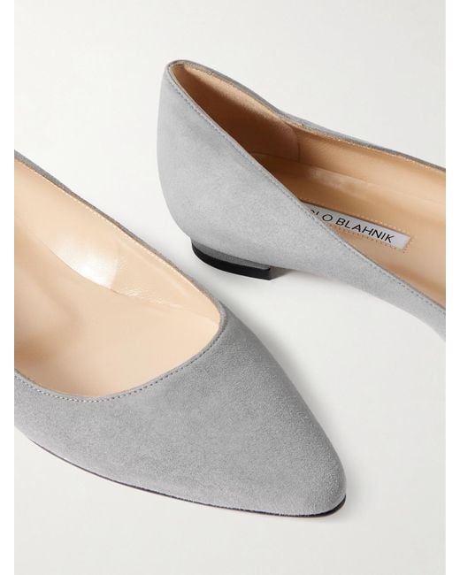 Manolo Blahnik Gray Bb Suede Ballet Flats