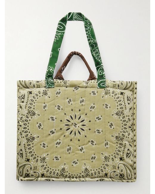 Call it By Your Name Green Cabas Maxi Embroidered Quilted Patchwork Printed Cotton Tote