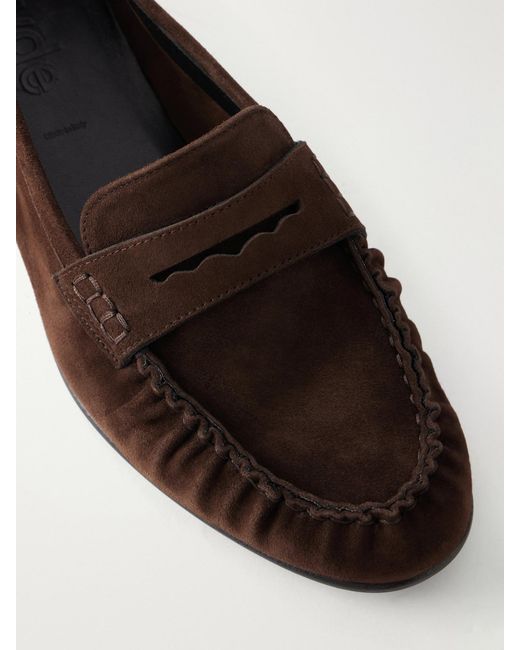 Aeyde Brown Aldous Suede Penny Loafers