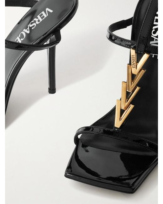 Versace Black Sandalen Aus Leder Mit Verzierung