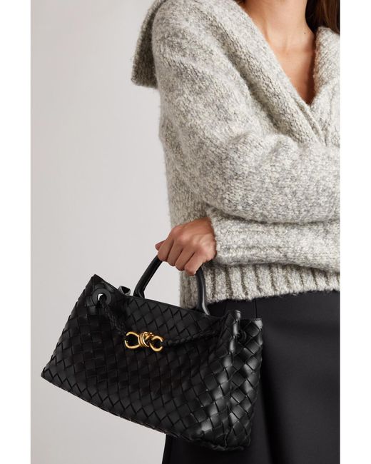 Bottega Veneta Black Andiamo East-West Small Intrecciato Leather Tote