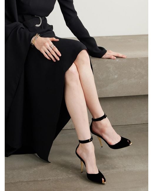 Paris Texas Black Jessica Velvet Sandals