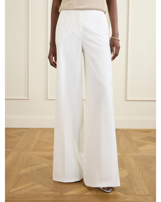 Max Mara White Cotton-Piqué Wide-Leg Pants