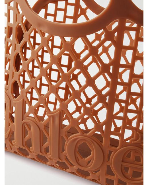 Sac Porté Épaule En Caoutchouc À Finitions En Cuir Et À Clous Cage Chloé en coloris Brown
