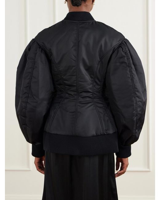 Simone Rocha Black Satin Bomber Jacket