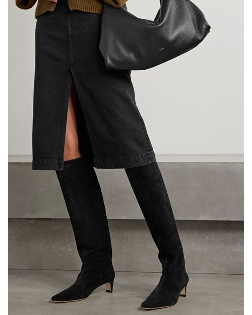 Staud Black Wally Suede Knee Boots