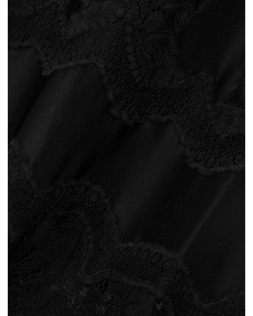 Robe Longue En Satin De Soie À Finitions En Dentelle Rabanne en coloris Black
