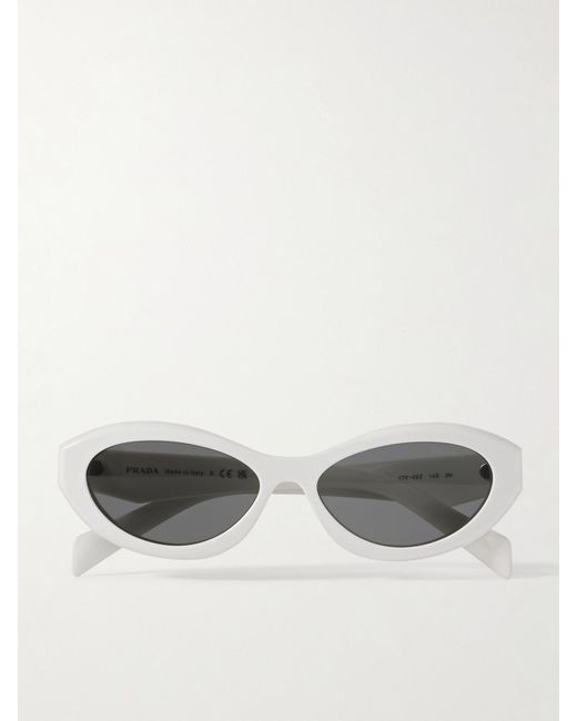 Prada White Oval-Frame Acetate Sunglasses