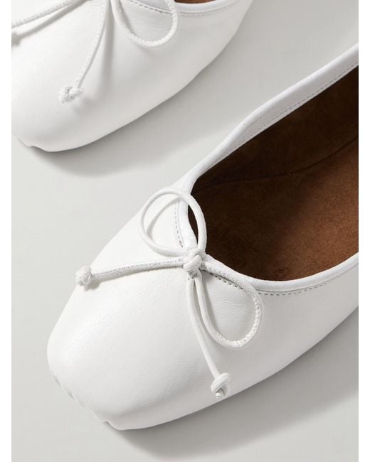Khaite White Charlotte Leather Ballet Flats