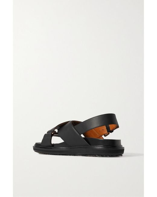 Marni Black Fussbett Leather Slingback Sandals