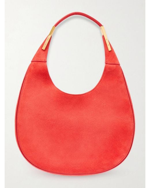 SAVETTE Red Florence Small Suede Shoulder Bag