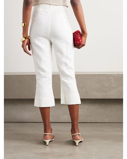 Faithfull The Brand White Capri Verkürzte Hose Mit Schmalem Bein Aus Leinen