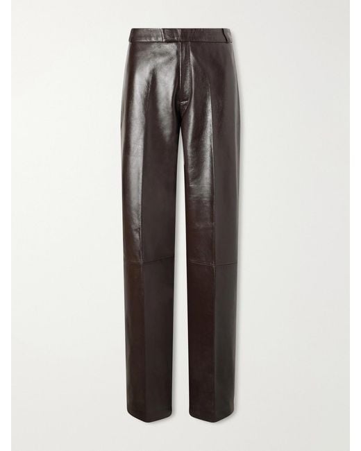 Arma Brown Palermo Leather Straight-Leg Pants